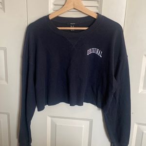 Crop Long sleeve shirt, Navy blue